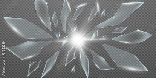 Glass Explosion with Bright Light Burst