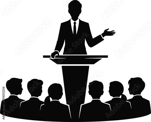 Confident businessman presenting to attentive audience