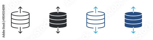 Database Sync Icon Set, Data Transfer Storage, Backup Exchange Symbol, Vector Illustration