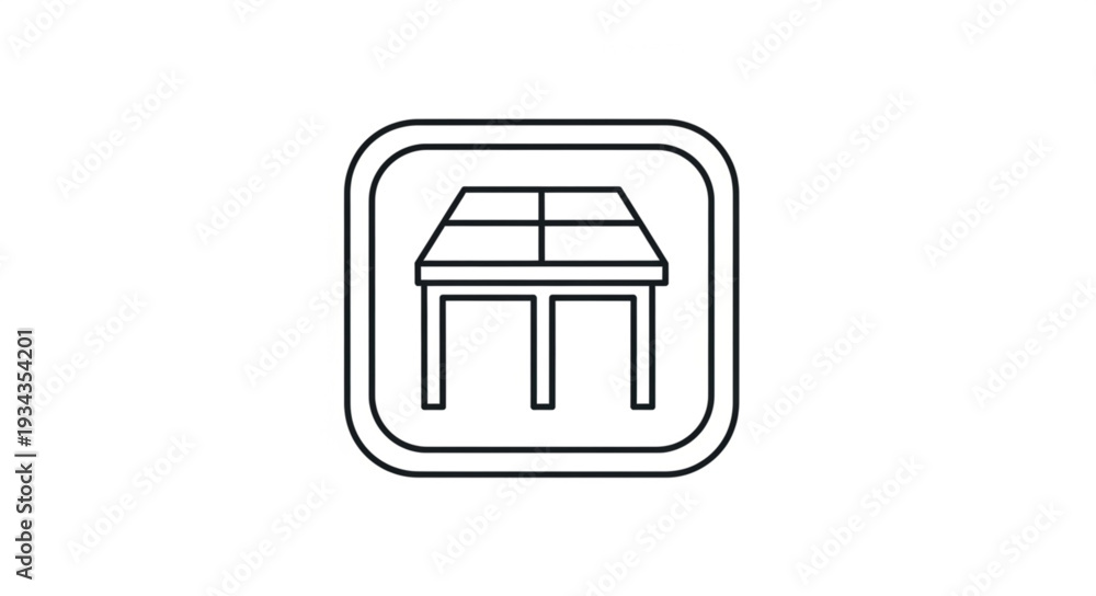 Fototapeta premium Simple line drawing of a ping pong table icon.