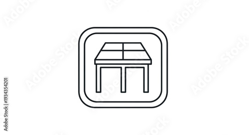 Simple line drawing of a ping pong table icon.