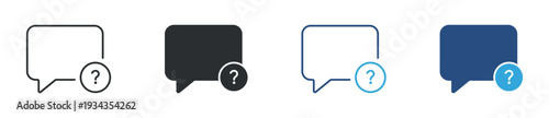 Question Chat Icon Set, Help Support Message, FAQ Inquiry Symbol, Vector Illustration
