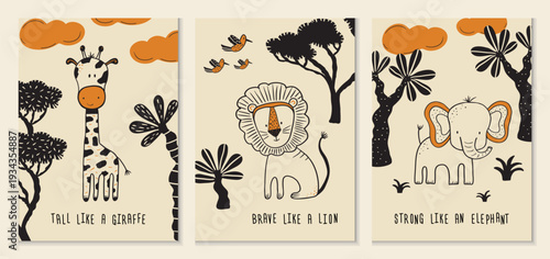 Safari Animal Nursery Poster Set