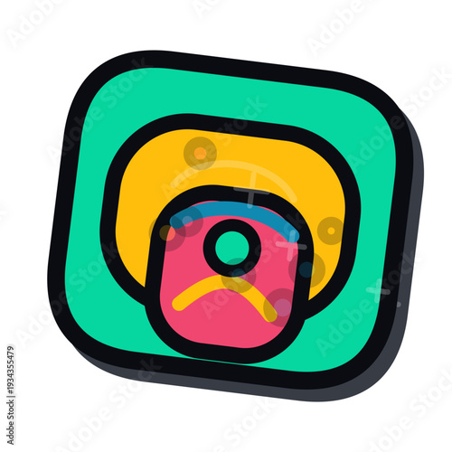 Concierge Key Fob food hospitality icon, glossy outline sticker