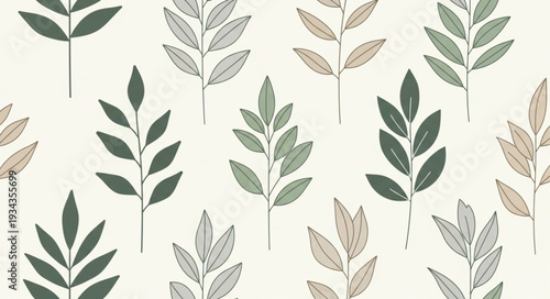 Seamless pattern of stylized leaves on a light background.
