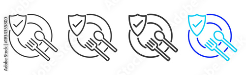Safe Serve Icon Set Collection Outline Style for Hazard Analysis and Critical Control Points with Multiple Thickness Variations Creative Design Vector Pack
