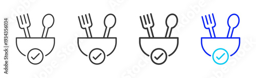 Meal Check Icon Set Collection Outline Style for Hazard Analysis and Critical Control Points with Multiple Thickness Variations Creative Design Vector Pack