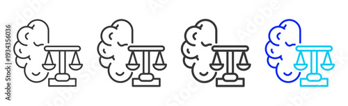 Legal Mind Icon Set Collection Outline Style for Hazard Analysis and Critical Control Points with Multiple Thickness Variations Creative Design Vector Pack