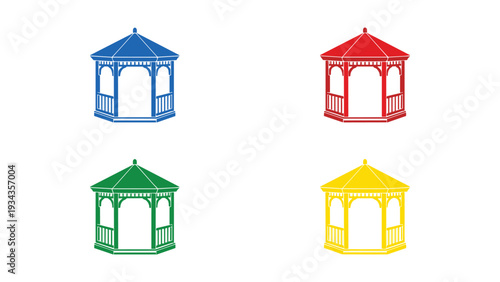 Colorful gazebos showcasing different vibrant roof and frame combinations
