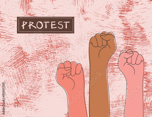 Activism Protest Raised Fists Textured Poster