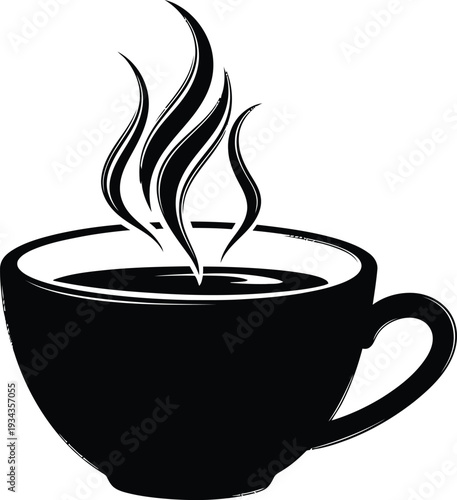 Detailed Black Coffee Cup with Steaming Aroma