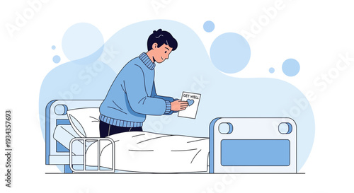 Patient with Chart at Hospital Bed, Medical Care Concept