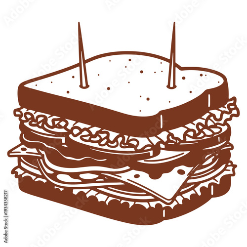 Delicious Sandwich Vector Illustration with Fresh Ingredients Ready to Eat and Enjoy the Taste