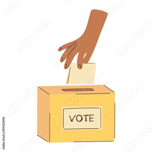 Hand Casting Ballot in Vote Box Illustration