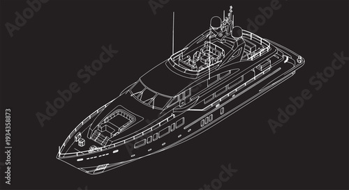 Speed Boat Blueprint – Luxury Motorboat Engineering CAD Technical Drawing