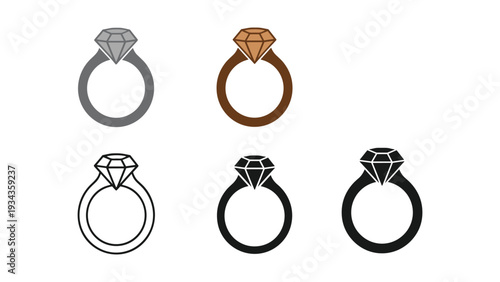 Assorted diamond engagement ring styles displayed in various band colors