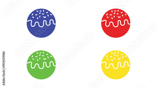 Colorful donuts with sprinkles arranged in a square formation