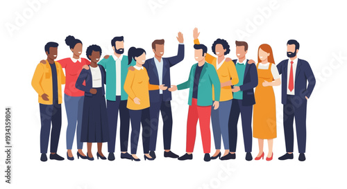 Diverse Business Team Collaboration Vector Illustration - Global Partnership and Community Unity