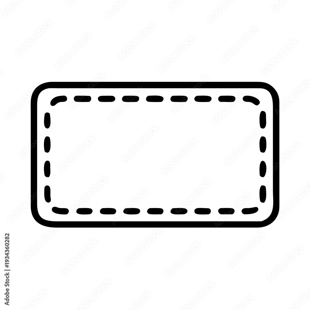 Fototapeta premium Rounded Rectangle Label with Stitched Border Vector