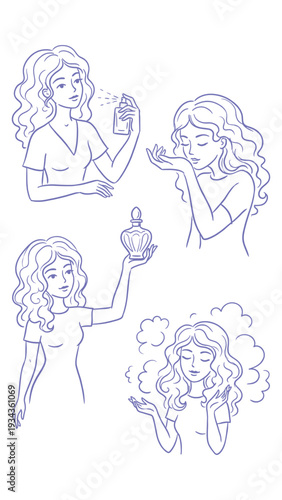 Hand Drawn Perfume Experience And Fragrance Emotion Line Art Set