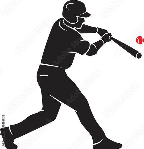 A baseball player swings a bat at a ball