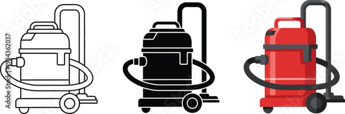 Set of vacuum cleaner icons industrial cleaning equipment in flat design vector illustration for cleaning services and maintenance concepts