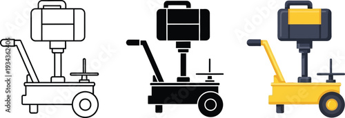 Set of jackhammer icons construction equipment symbols in flat design for industrial and DIY projects isolated on white