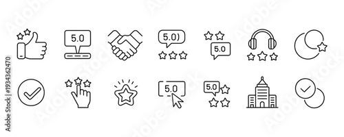 Modern business icons for customer service and feedback
