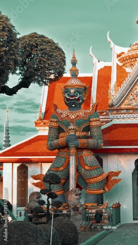 Wat Phra Kaew or Emerald Buddha Temple a tourist famous landmark which relate to religion in Bangkok Thailand. Amazing Thailand travel concept.