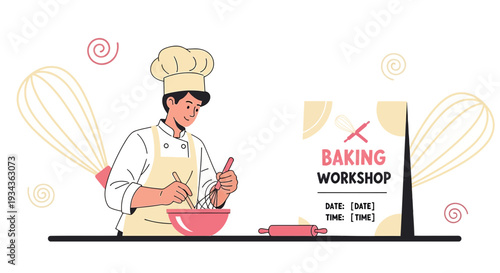 Baker Mixing Dough for Baking Workshop Announcement