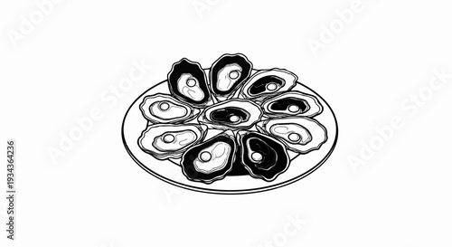 Plate of delicious raw oysters presented as a delectable appetizer