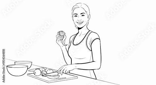 Woman peeling and slicing citrus fruit for a healthy meal prep