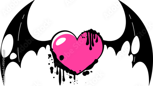 Tableau sur toile Heart with Bat Wings
