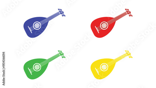 Colorful musical instruments resembling small accordions in vibrant hues