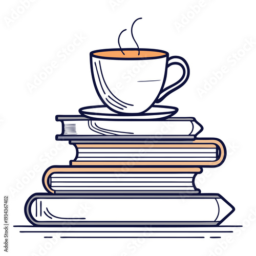 a single line drawing of a cup and saucer sitting  (1)(1)