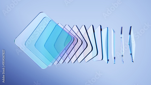 Elegant thin minimalist glass panels on gradient background