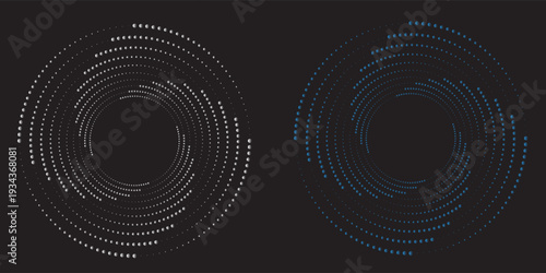 3D blue techno background. Big data visualization on dark space with dotted lines shape effect decoration. Modern graphic design element dots circle style concept for flyer, card, or brochure cover