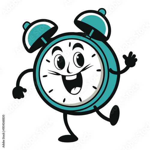 a retro style cartoon illustration of an alarm clo (5)