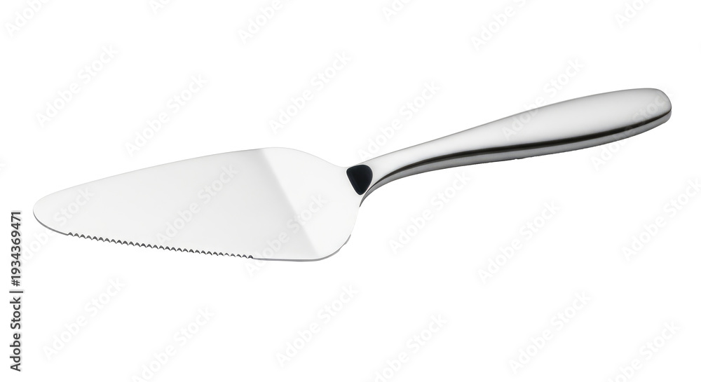Fototapeta premium A stainless steel cake server with a smooth, curved blade and a sleek, polished handle.