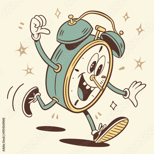a retro style cartoon illustration of an alarm clo (11)
