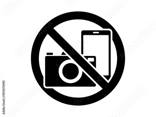撮影禁止のシンプルアイコン シンボルマーク ベクターイラスト