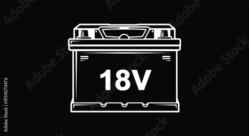 Modern 18V battery design with sleek lines on black background