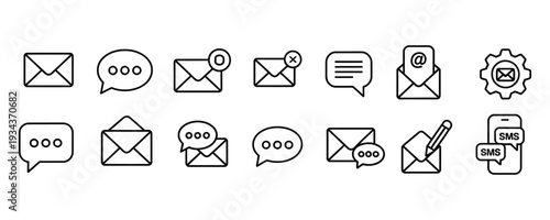 Modern email and messaging icons for digital communication