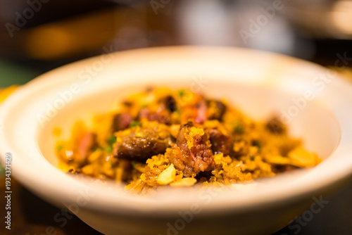 Wallpaper Mural Rice topping with baked beef steak. Close up Torontodigital.ca