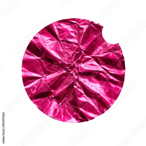 Картината върху платно Blank pink round adhesive paper sticker label on white background