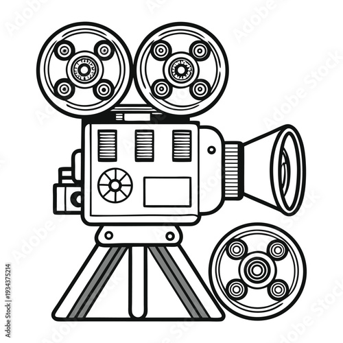a line drawing of a vintage movie projector  detai (1)(1)