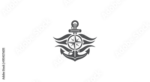 Nautical Anchor Compass Logo Emblem