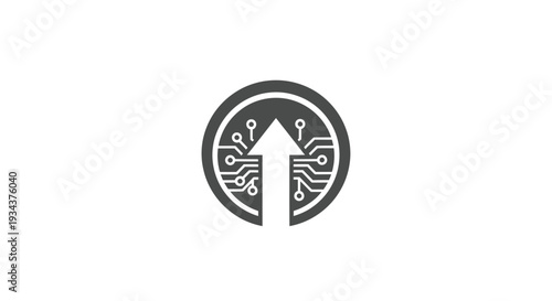 Digital technology arrow up circuit board logo icon