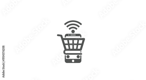 Online shopping icon with smartphone and wifi signal