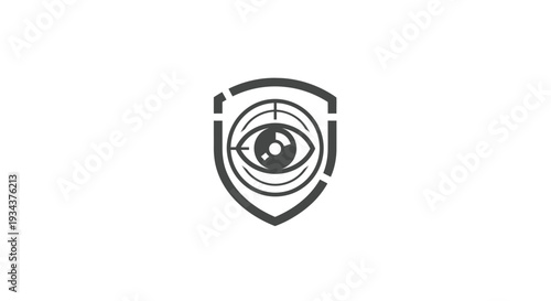 Eye inside shield with crosshairs icon, security and surveillance concept